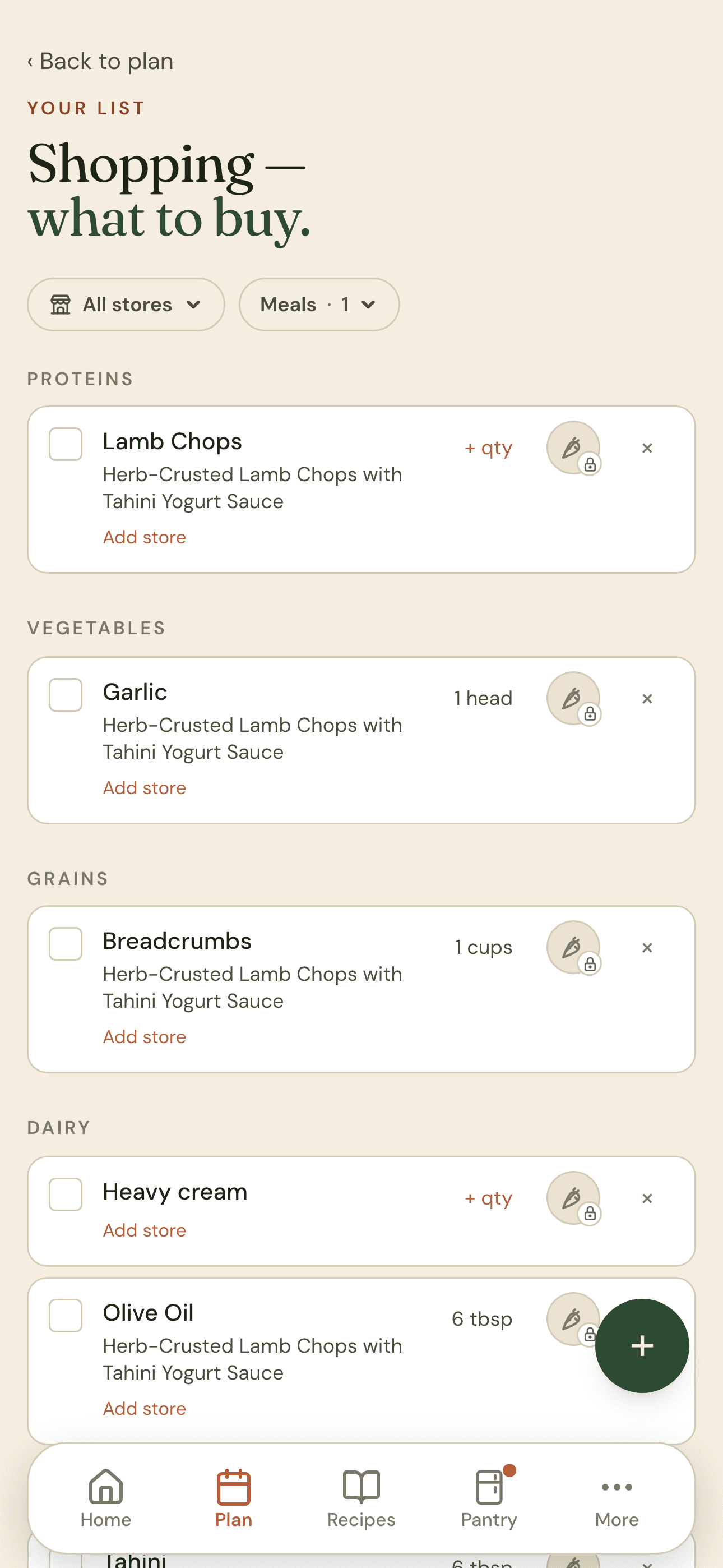 The shopping list