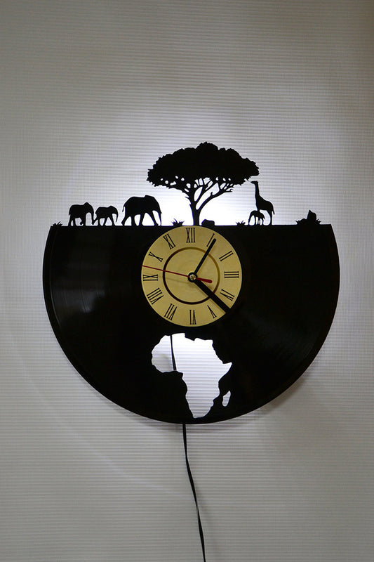 African plains Vinyl Clock Night Light.