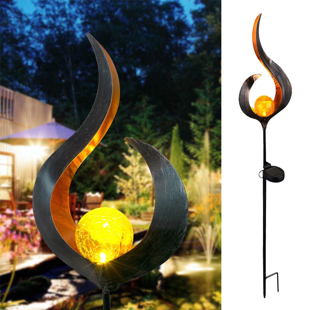 LED Solar Flame Light Metal LED Garden Light Flame Effect Lamp Waterproof Outdoor Lights Landscape Lights Solar Light