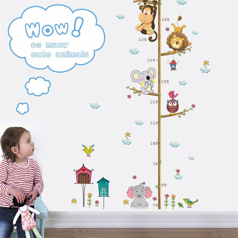 Animals Height Measure Wall Sticker Decor.