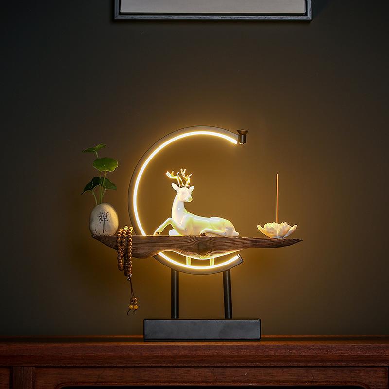 Light Ring White Porcelain Deer Home Furnishing.