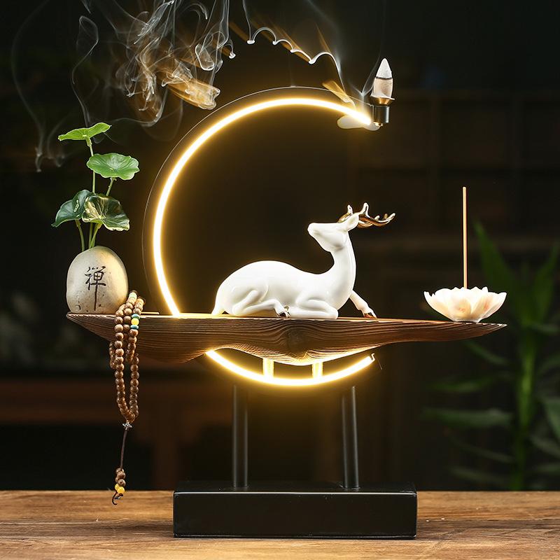 Light Ring White Porcelain Deer Home Furnishing.