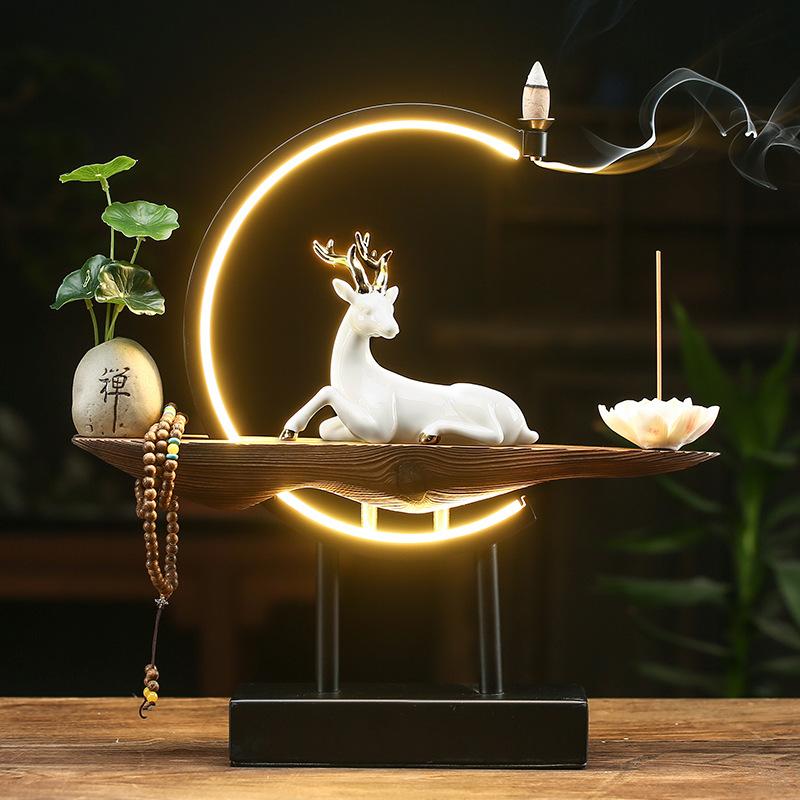 Light Ring White Porcelain Deer Home Furnishing.