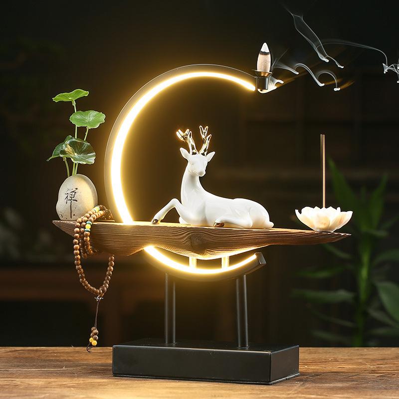 Light Ring White Porcelain Deer Home Furnishing.