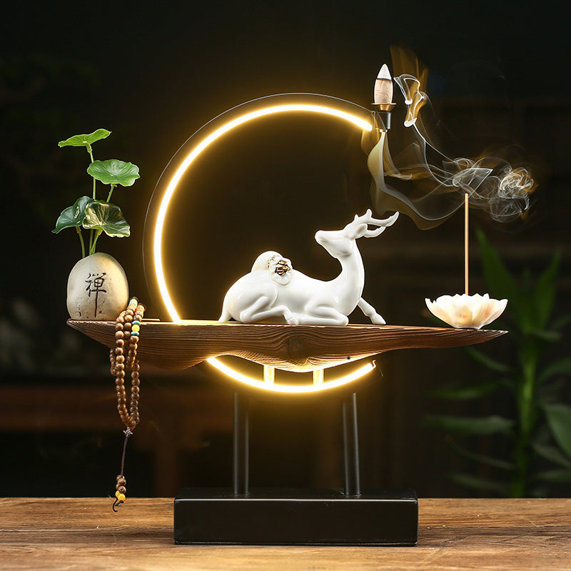 Light Ring White Porcelain Deer Home Furnishing.