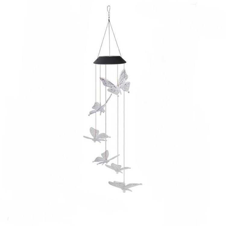 Solar Powered LED Wind Chime Light Hanging Color-Changing Butterfly Lamp Decor