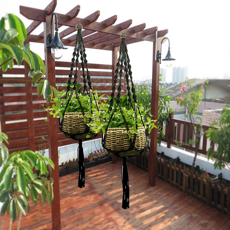 Plant-Linked Indoor And Outdoor Hanging Flowerpot Basket.