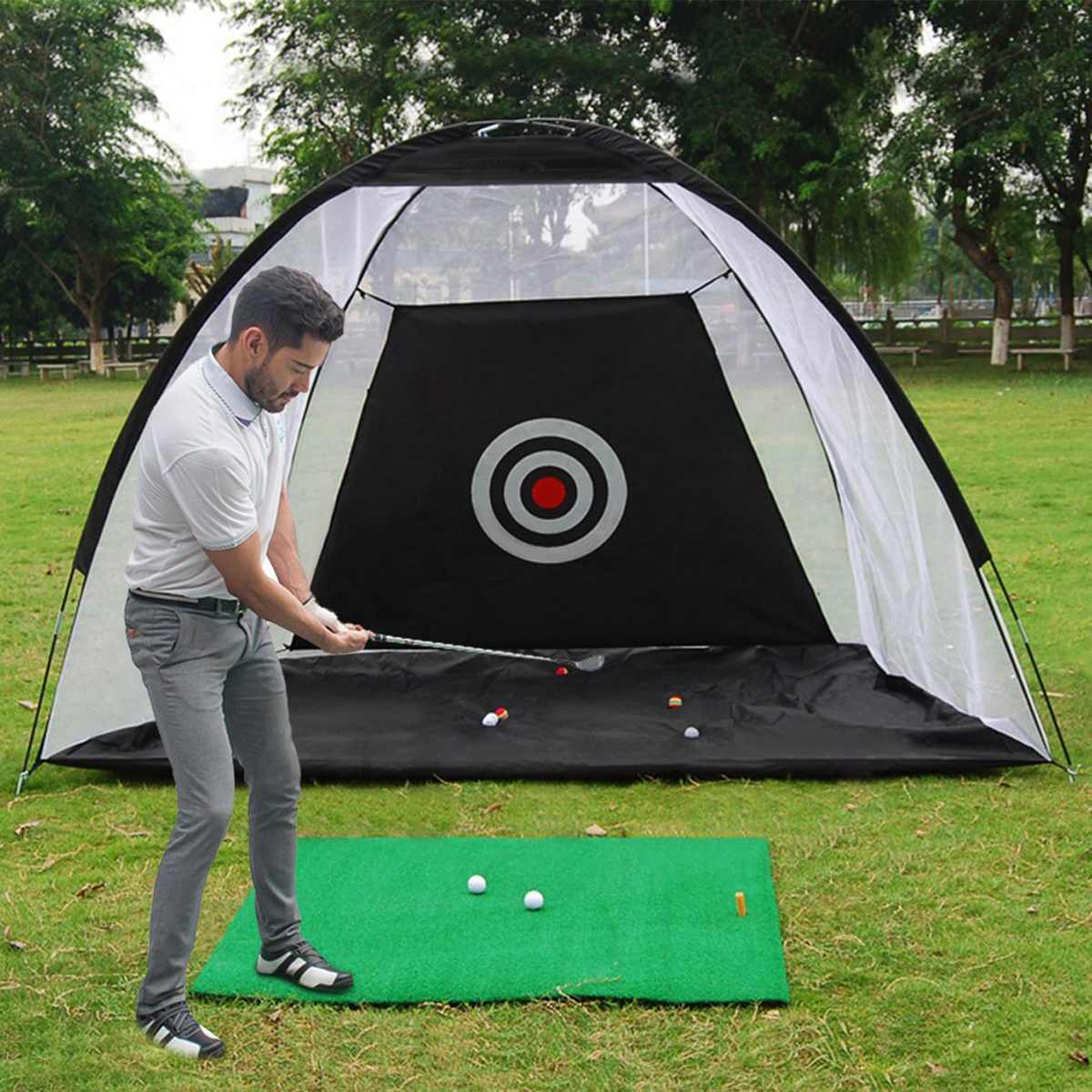 Golf Practice Net Tent Golf Hitting Cage Garden Grassland Practice Tent Golf Training Equipment Mesh Outdoor