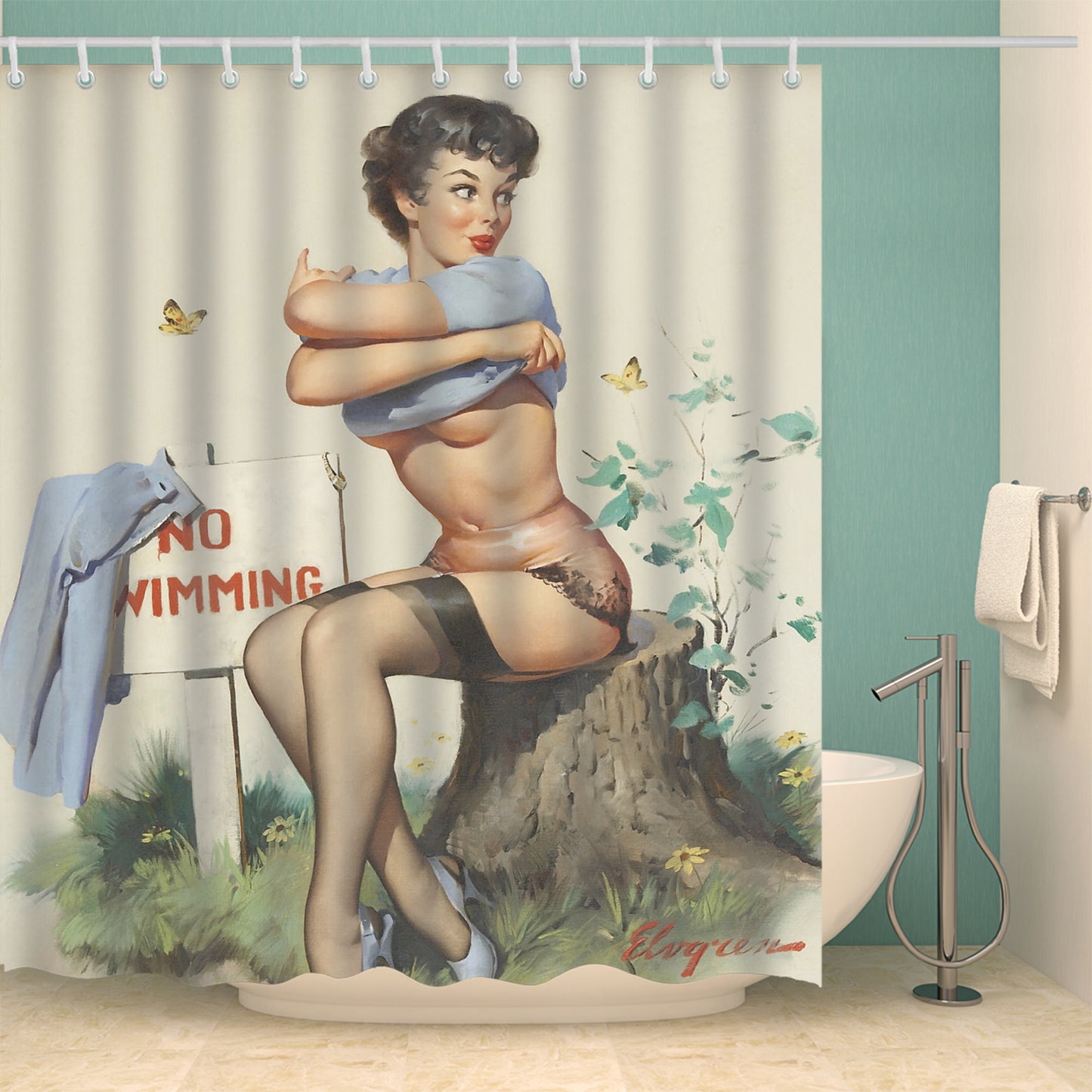 ventage women's Polyester Shower Curtain.