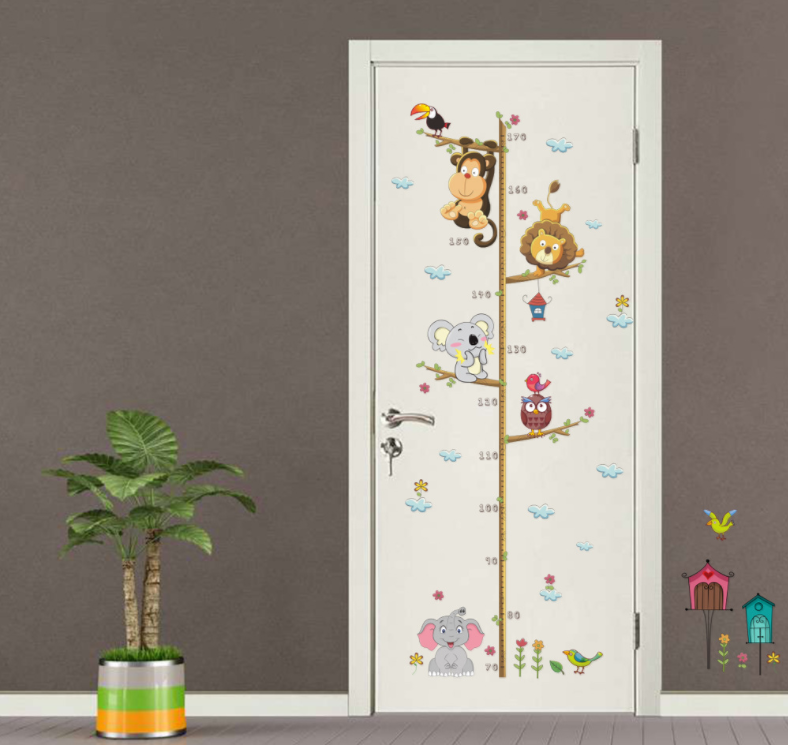 Animals Height Measure Wall Sticker Decor.