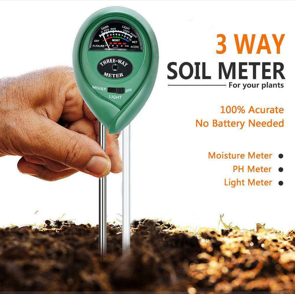 3 In1 Soil Tester Water PH Moisture Light Test Meter Kit For Garden Plant Flower